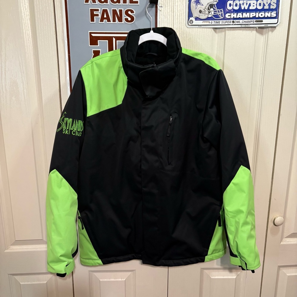 Skylands Ski Club  Black and Neon Green Snowboard Jacket